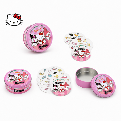 Gra Spostrzegawczości z Motywem Hello Kitty, Kuromi i My Melody – Metalowe Pudełko