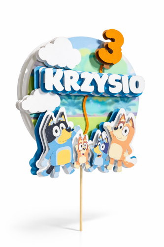 Topper na tort z postaciami z bajki Bluey – personalizowany