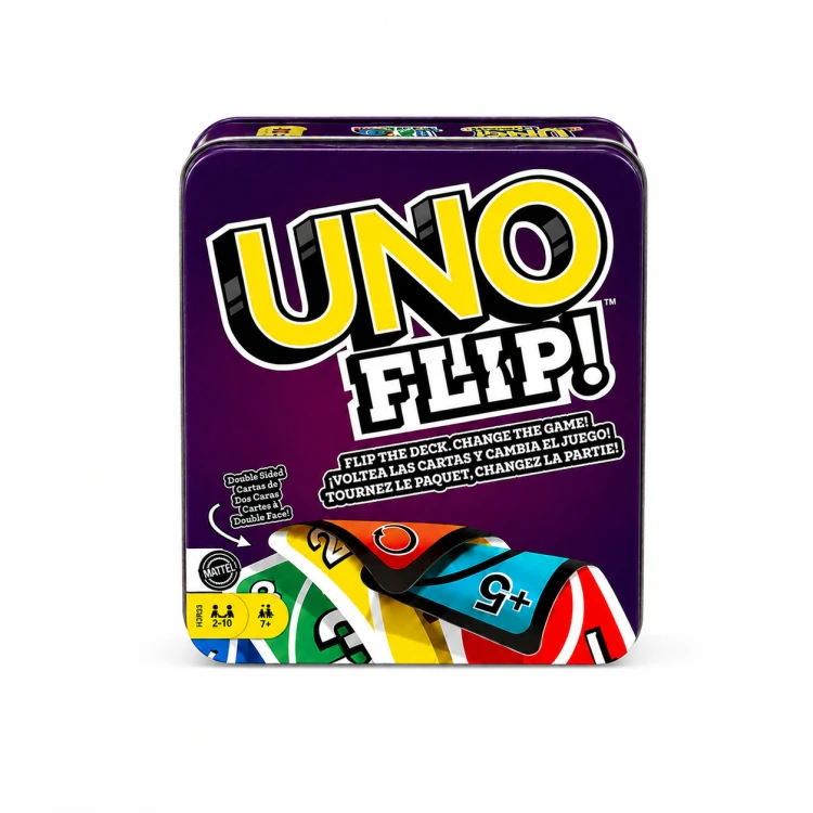UNO Flip w metalowej puszce – dwustronna gra karciana dla dzieci i dorosłych